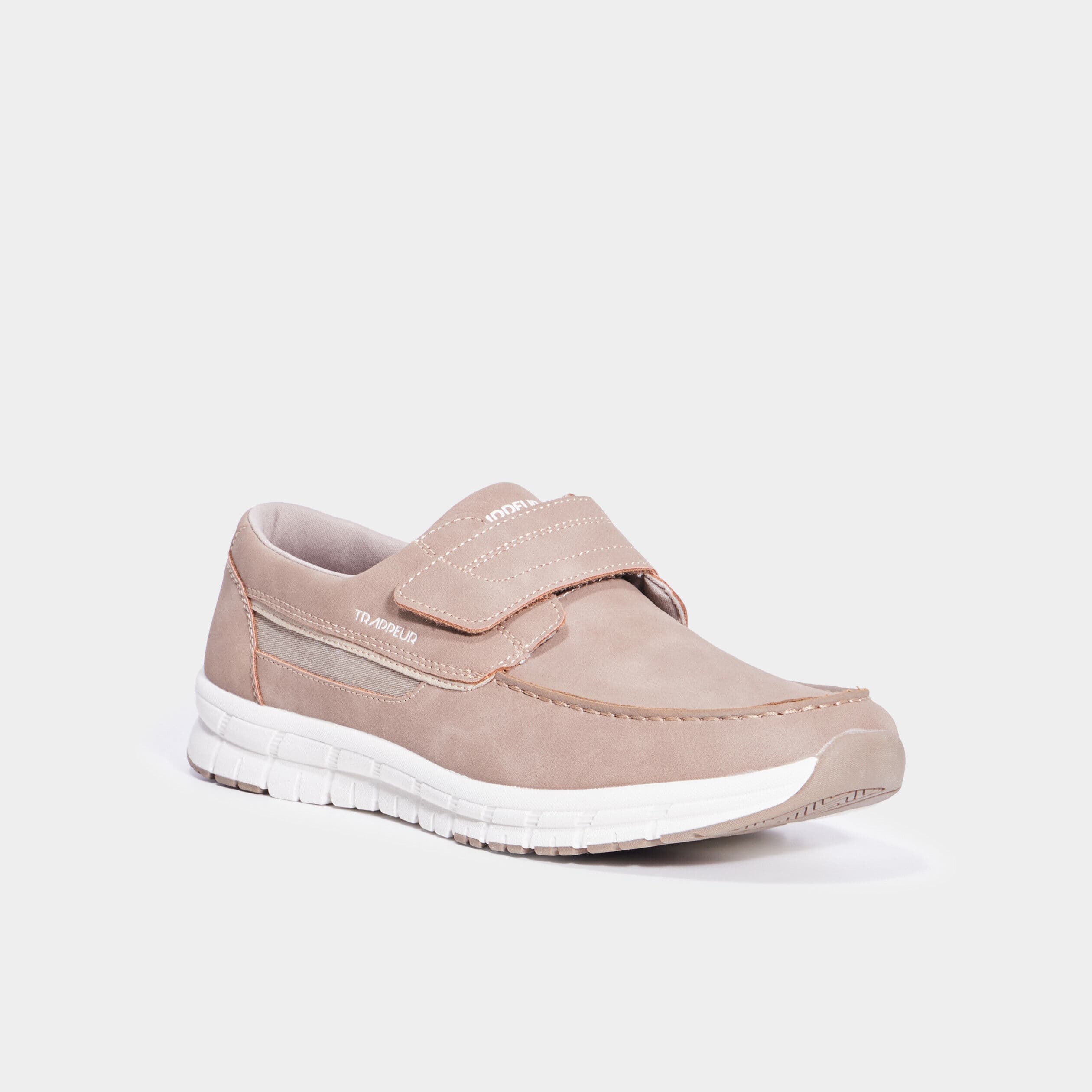 Chaussures bateau à scratchs sable homme